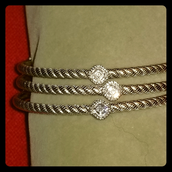 Sterling Ripka Set of 3 cz station bangles. - Picture 2 of 4